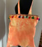 Tie dyed hand painted tote with paisley elephant design  - Image 2