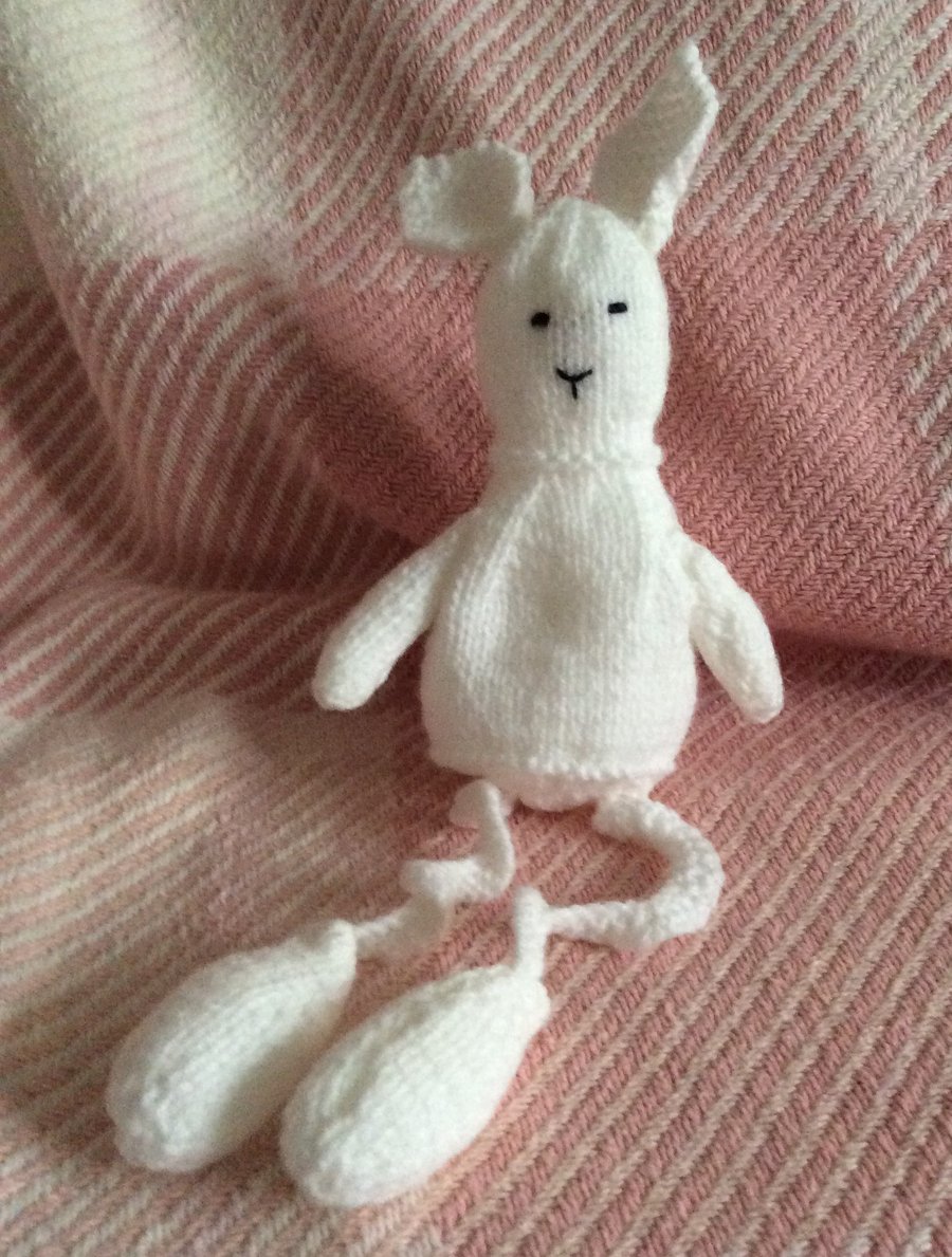 Bunny with Wavy Twisted Spiral Dangly Legs Knitted Shelfie