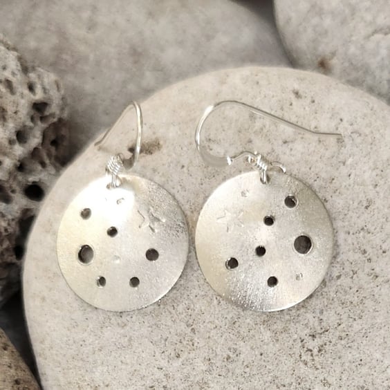 Solar system sterling silver disc earrings