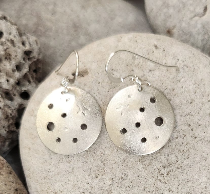 Solar system sterling silver disc earrings