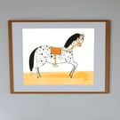 Whoa. Horse Print. Folk style . A4 print only . Nina Martell 