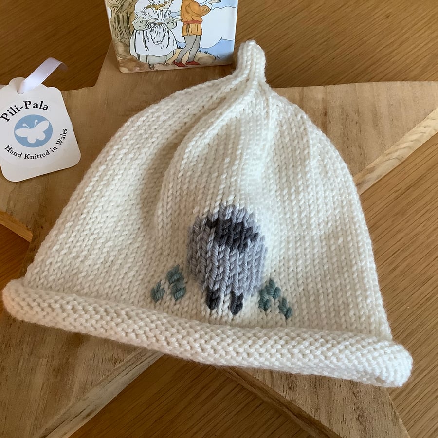  Hand Knitted Cashmere Blend Baby Beanie 0-6 Months 