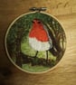 Embroidered robin in woodland . - Image 3
