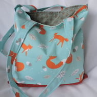 Seconds Sunday Tote Bag Foxes in Orange and Tu... - Folksy