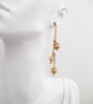 Pearl Dangle Drop Earrings with Cubic Zirconia Gold Coloured Metal Chains - Image 1