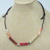Fabric bead necklace with waxed cotton cord - Kanani