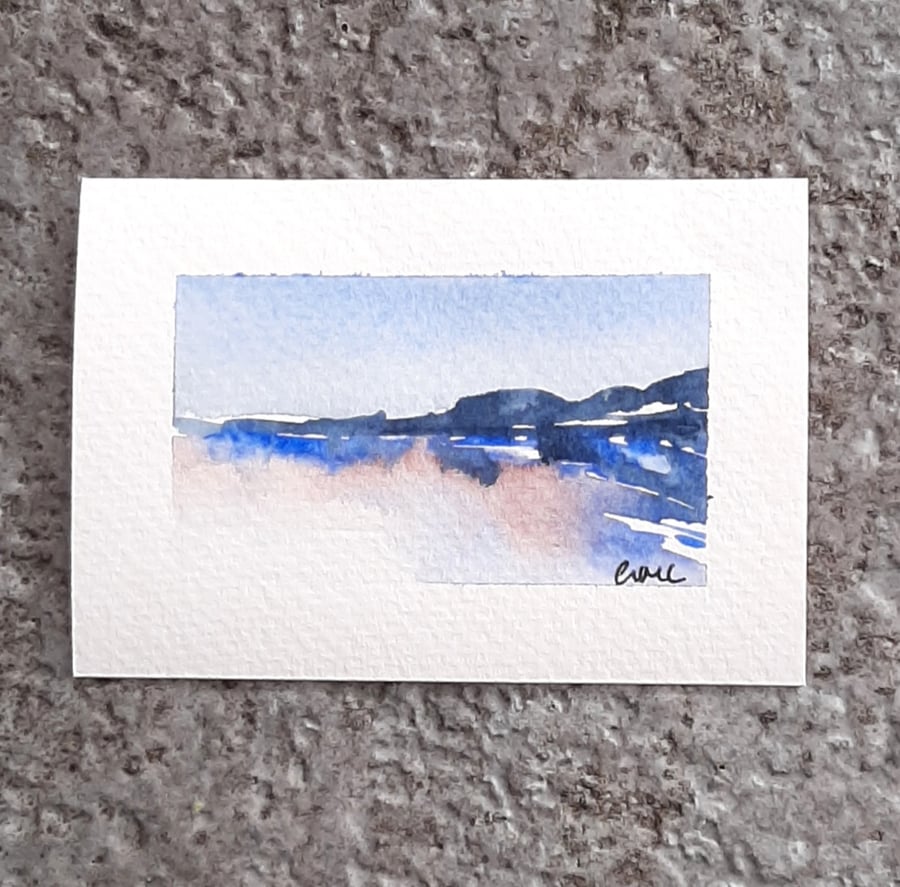 Abstract Handpainted ACEO. Original Watercolour Of The Ocean