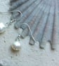 White Freshwater Pearl Dangle Earrings