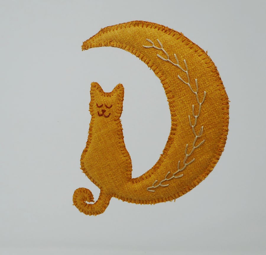 Sold. Clementine - moon and cat hanging ornament