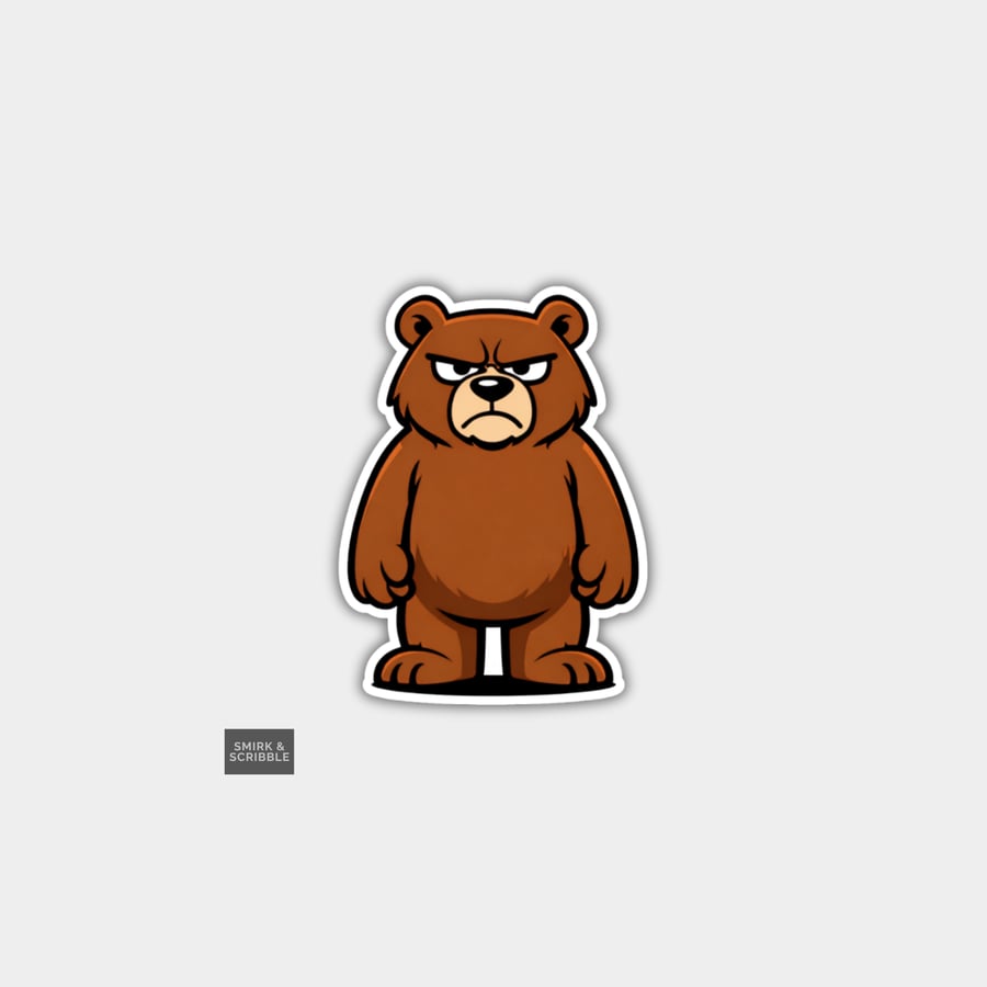 Image of Funny Novelty Vinyl Sticker - Grumpy Bear     