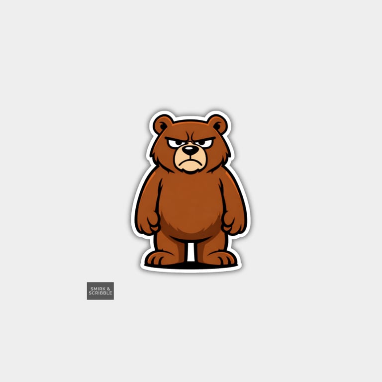 Funny Novelty Vinyl Sticker - Grumpy Bear     