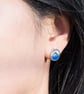 Blue Enamel My Wave Studs, Silver Ocean Theme studs - Image 2
