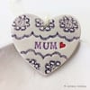 Pottery decoration Mum Heart Ceramic lace pattern Mother's Day