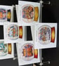 6 x Handmade Village Snowglobe Christmas Cards.