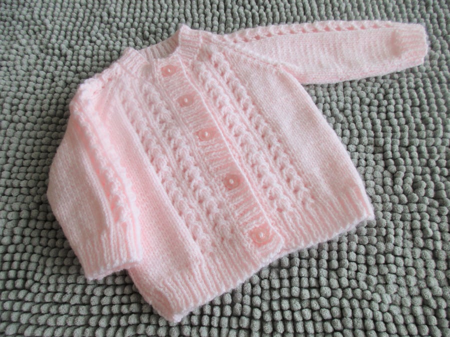 16" Patterned Baby Girls Round Neck Cardigan