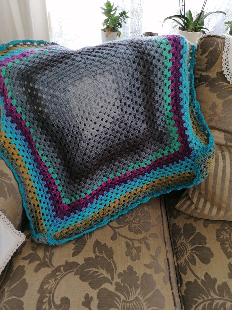 Granny Square Crocheted Lap Blanket