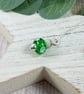 Green Rose Glass Bead Pendant, Sterling Silver & Amazonite - Chain is Optional - Image 2