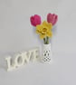 Handmade macrame tulips and daffodil flowers in upcycled vase - Image 8
