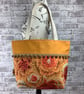Floral tote bag, Pom pom floral beach bag, Handmade - Image 1