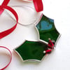 Stained Glass Christmas Decoration - Holly