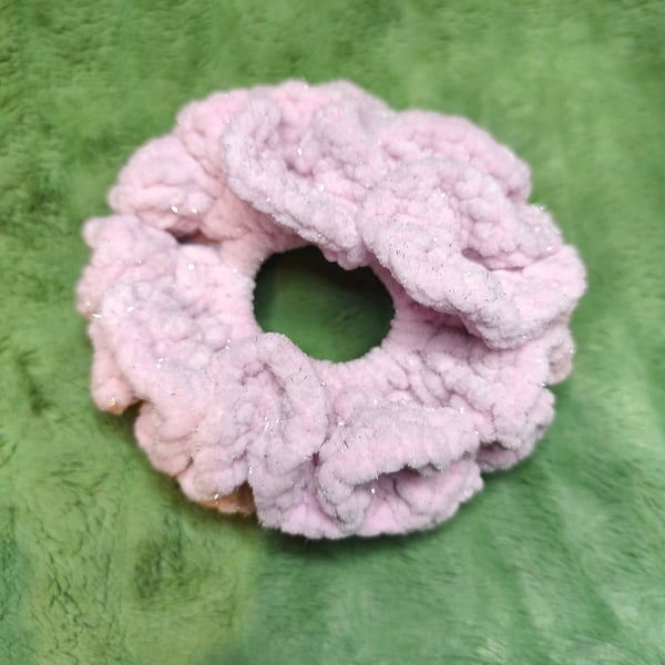 Light Pink Glitter Extra Large Scrunchies Hair Tie