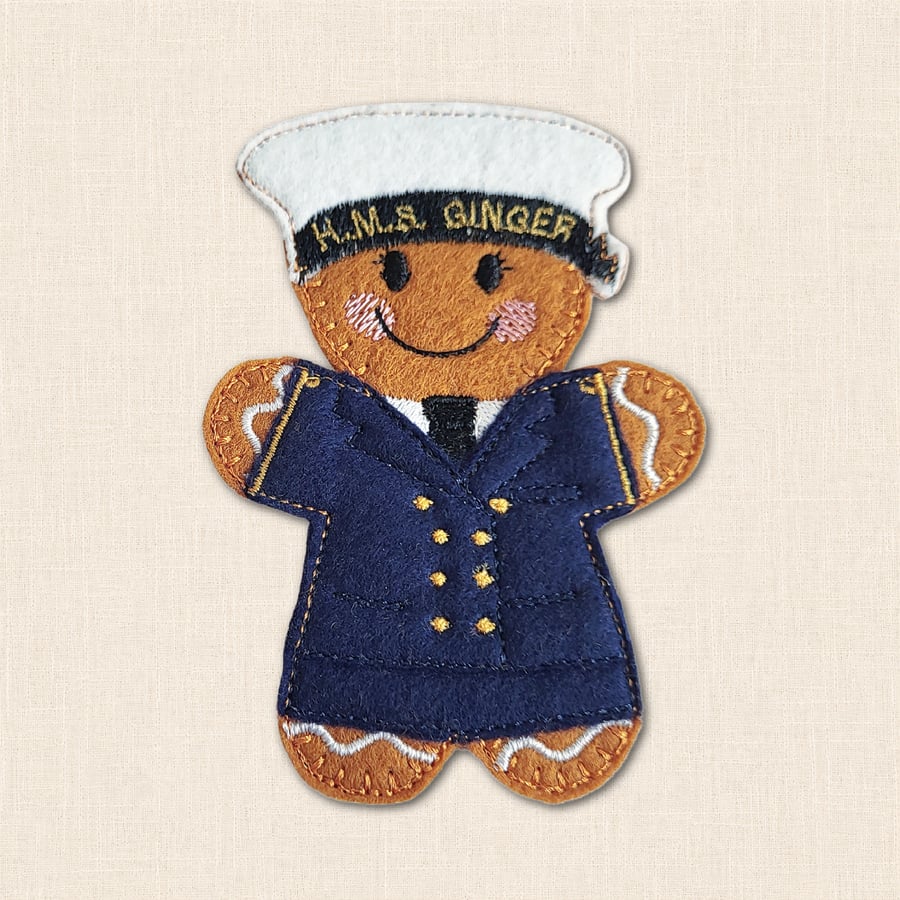 Wren Sailor Gingerbread Decoration - Embroidered Royal Navy Character