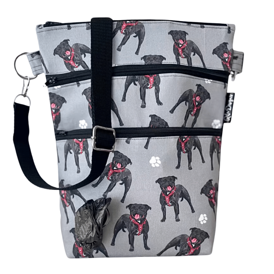 Dog walking bags, staffies