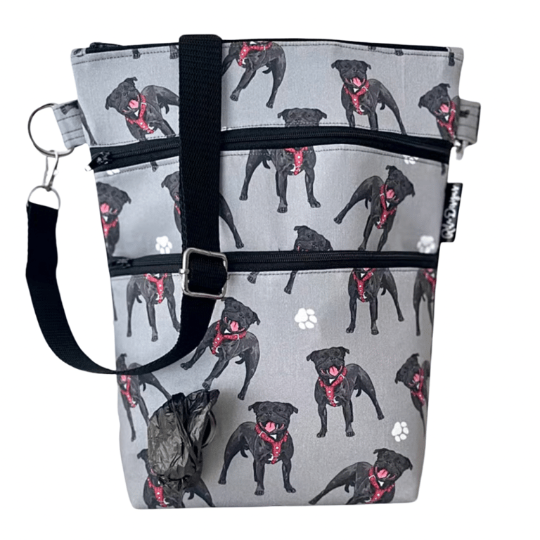 Dog walking bags, staffies