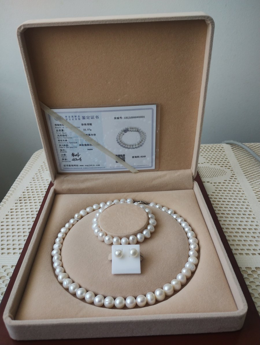 Sterling Silver fresh water pearls necklace set
