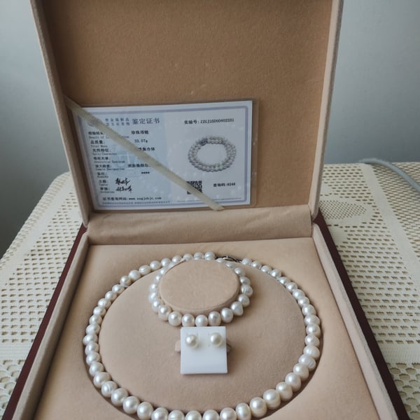 Sterling Silver fresh water pearls necklace set