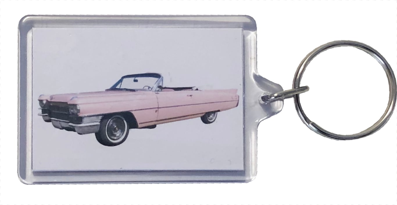 Cadillac de Ville 1963 (Pink) - Keyring with 50x35mm Insert - Car Enthusiast