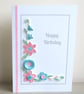 Handmade Birthday Card, Quilled Pink & Blue Floral Card - Image 5