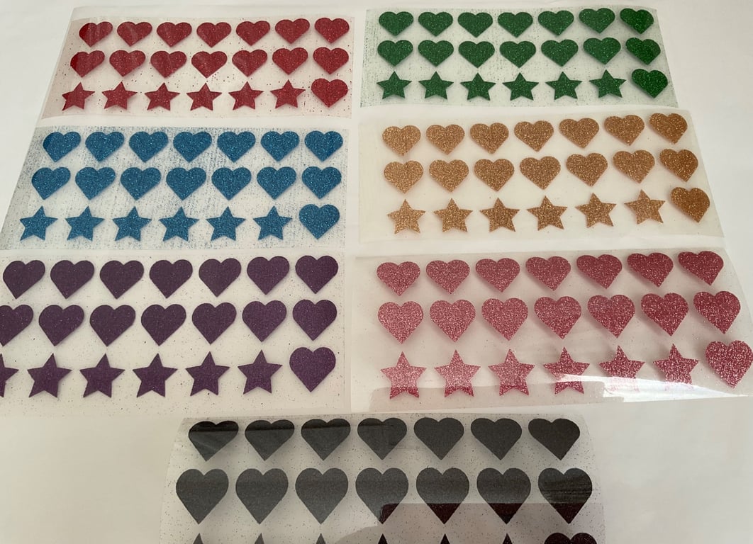 Heart-shaped htv iron on vinyl decal stickers. 