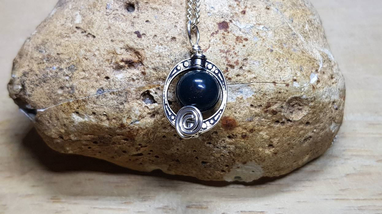 Small Bloodstone pendant. March birthstone. Silver plated Reiki jewelry uk.