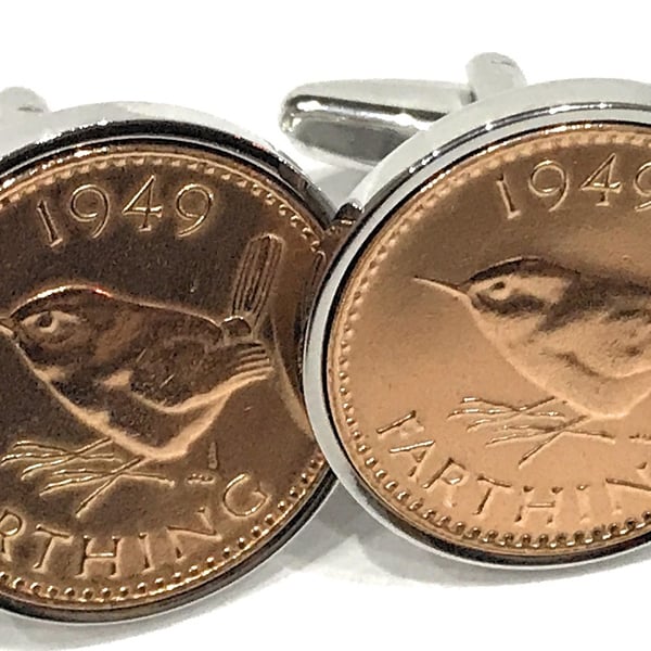 68th Birthday 1956 Gift Farthing Coin Cufflinks,Two tone design, 64th