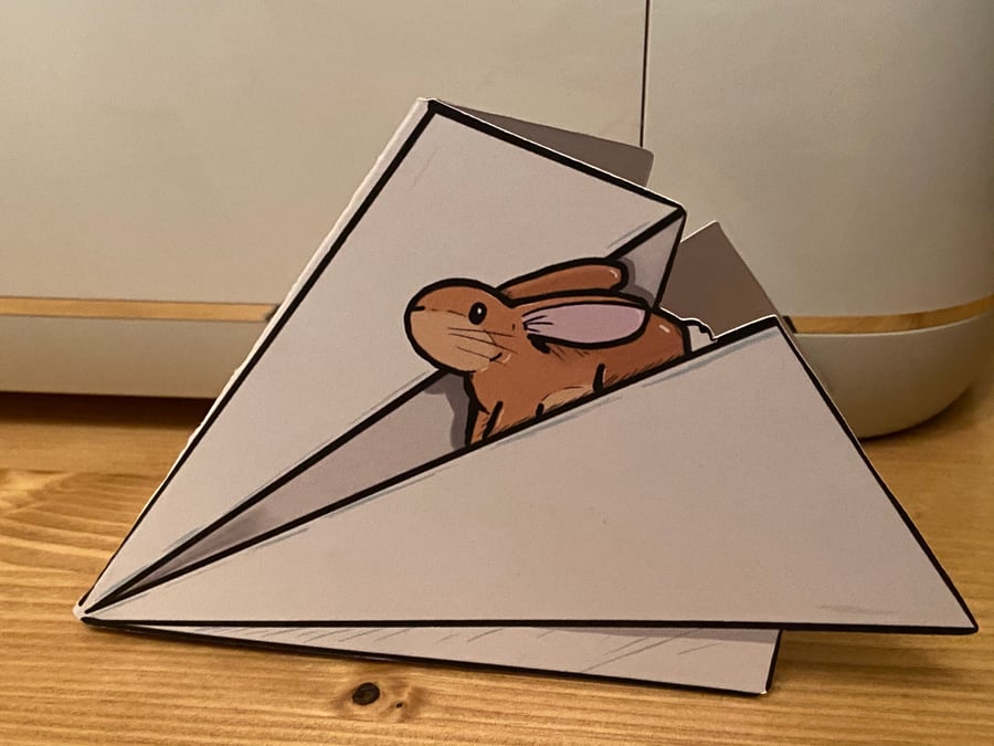 Mail bunny cut out greetings card