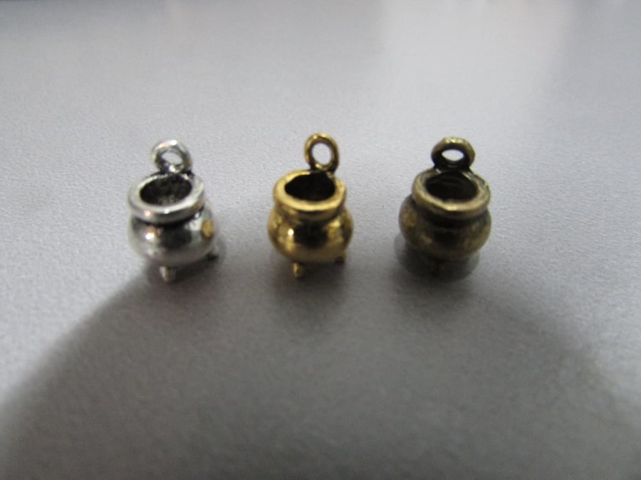 Couldron Tibetan Charm X 2 available in gold, silver or bronze