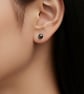 Black Button Freshwater Pearl Sterling Silver Stud Earrings