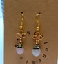 Handmade Dainty Pale Gold Rose Quartz Gemstone Dangle Earrings, Jewellery Gift - Image 4