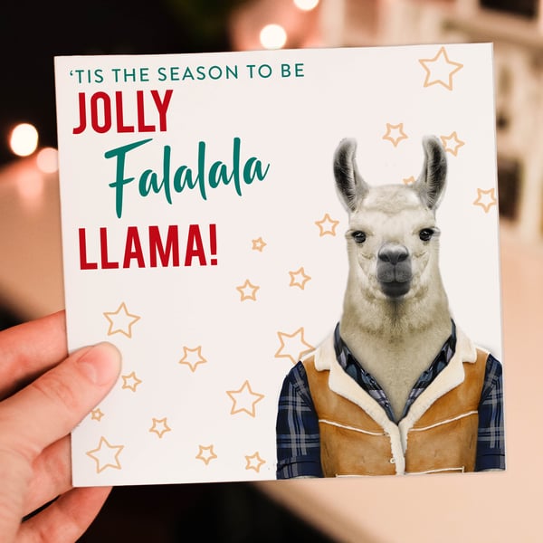 Llama Christmas card: Falalala Llama (Animalyser)