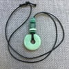 Woman recycled glass bead pendant in Mint