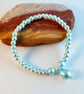 Pale Aqua Glass Pearl Bracelet - Handmade In Devon - Image 5