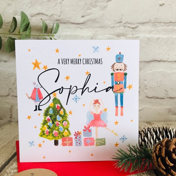 Personalised christmas card, nutcracker card, christmas card for daughter, son