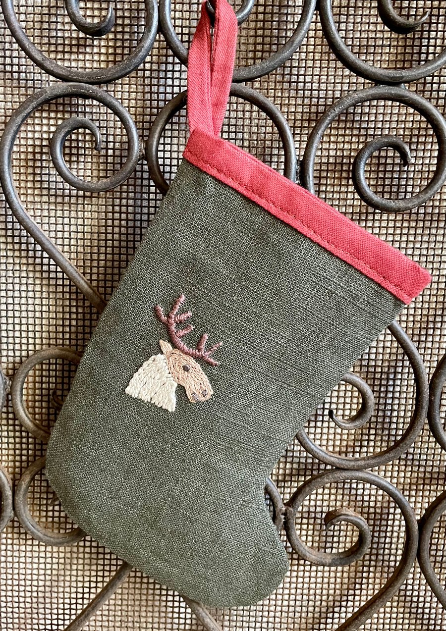 Hand Embroidered Christmas Stocking