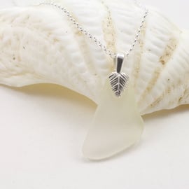 Sea Glass Silver Pendant - White
