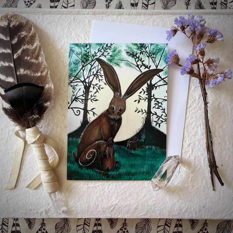 The Blessing Greetings Card (Pagan, Wiccan, Hare, Easter, Ostara)