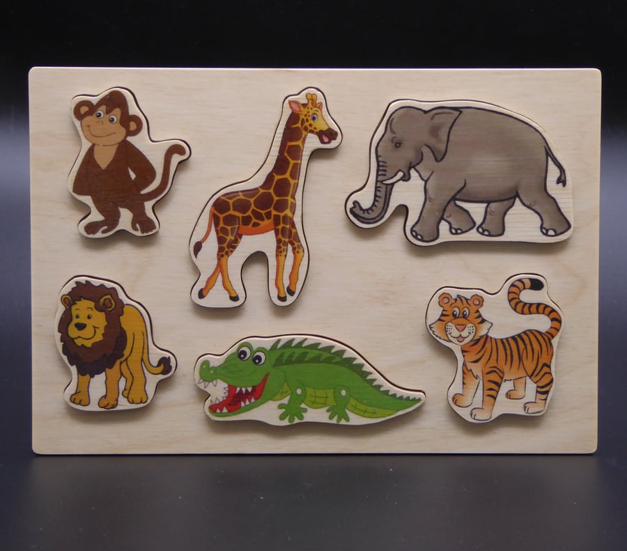 Simple Wooden Puzzle - Zoo Animals