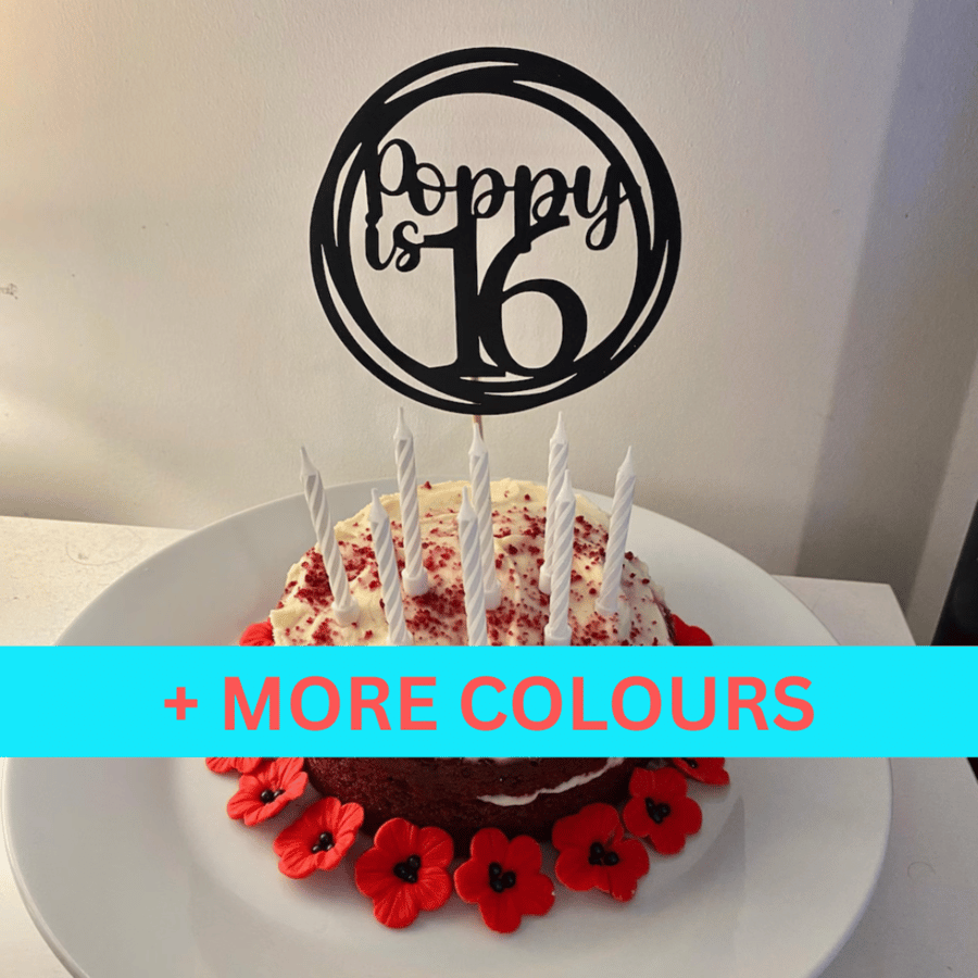 16th Birthday Cake Topper, Happy 16th Birthday Cake Topper, Custom Cake Topper