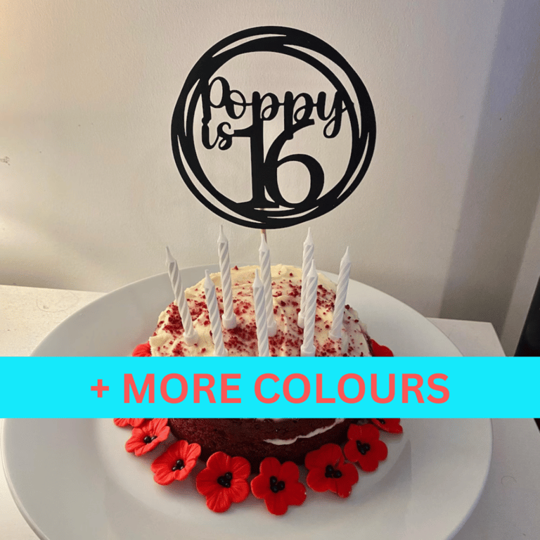 16th Birthday Cake Topper, Happy 16th Birthday Cake Topper, Custom Cake Topper