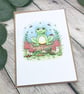 Macrame Keyring & Card Gift Set - Frog on a log - Image 2